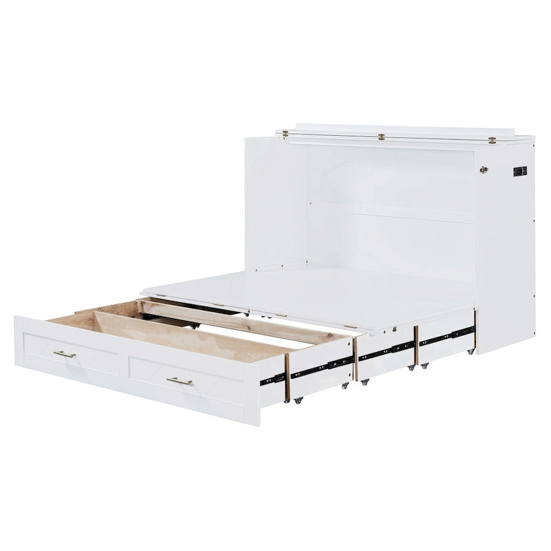 Hochbett aus Holz mit gepolstertem Ablagefach und Schreibtisch