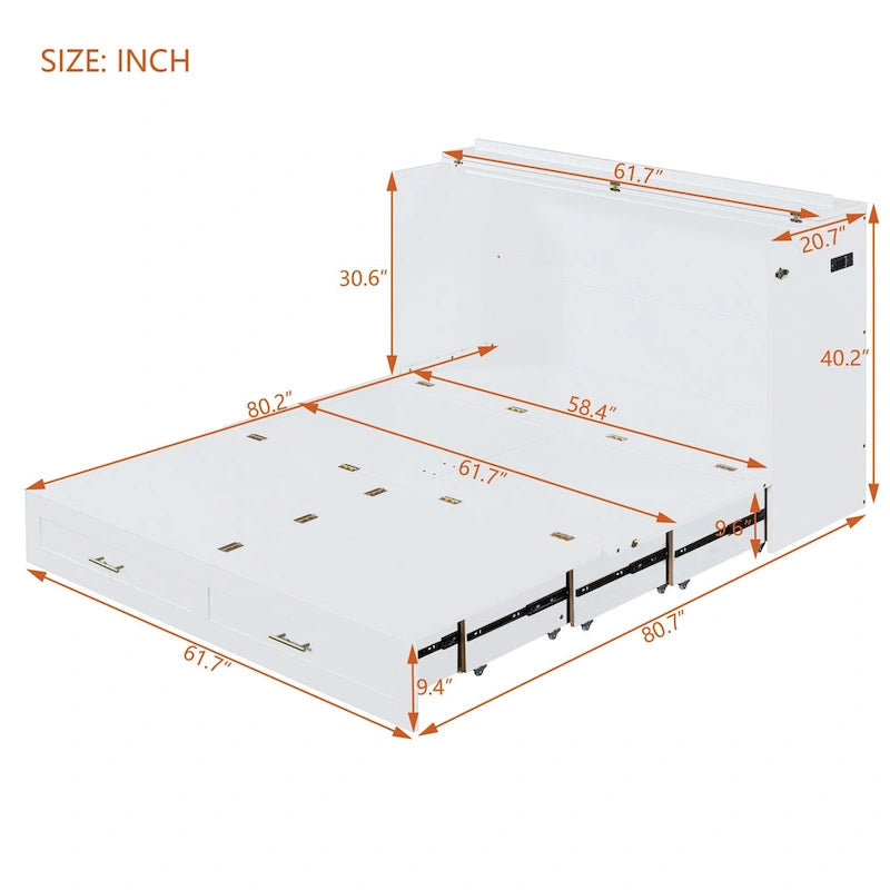 Hochbett aus Holz mit gepolstertem Ablagefach und Schreibtisch