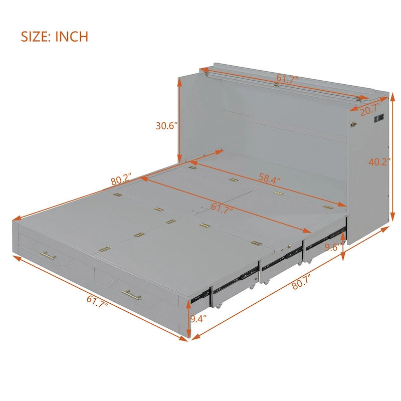 Hochbett aus Holz mit gepolstertem Ablagefach und Schreibtisch