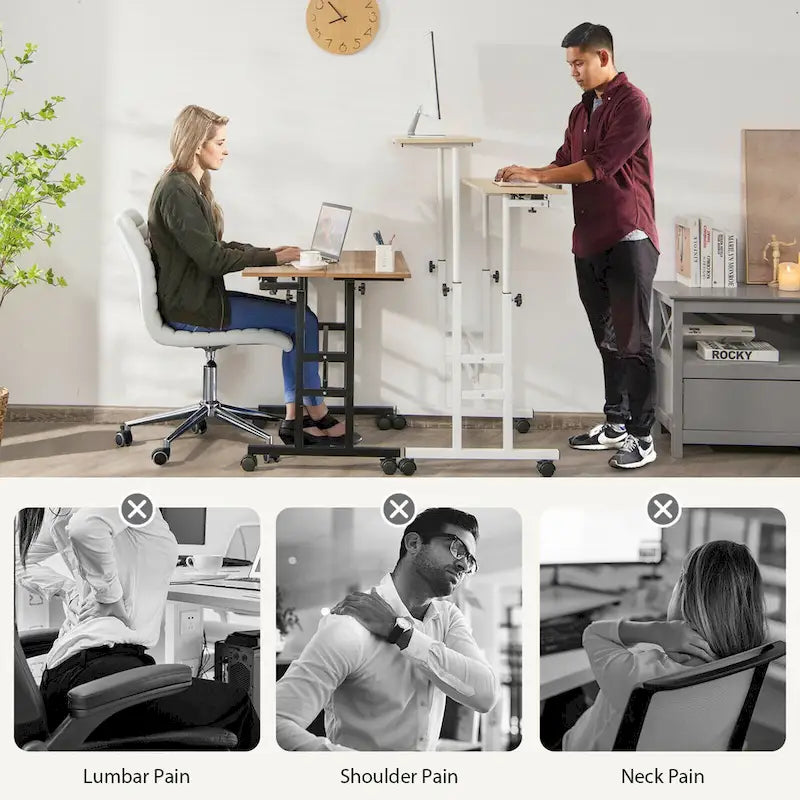 Bureau mobile réglable pour travailler debout, bureau informatique inclinable