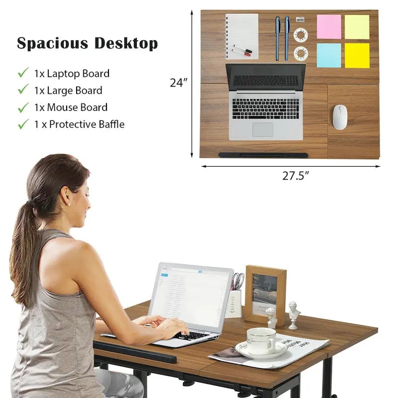 Bureau mobile réglable pour travailler debout, bureau informatique inclinable