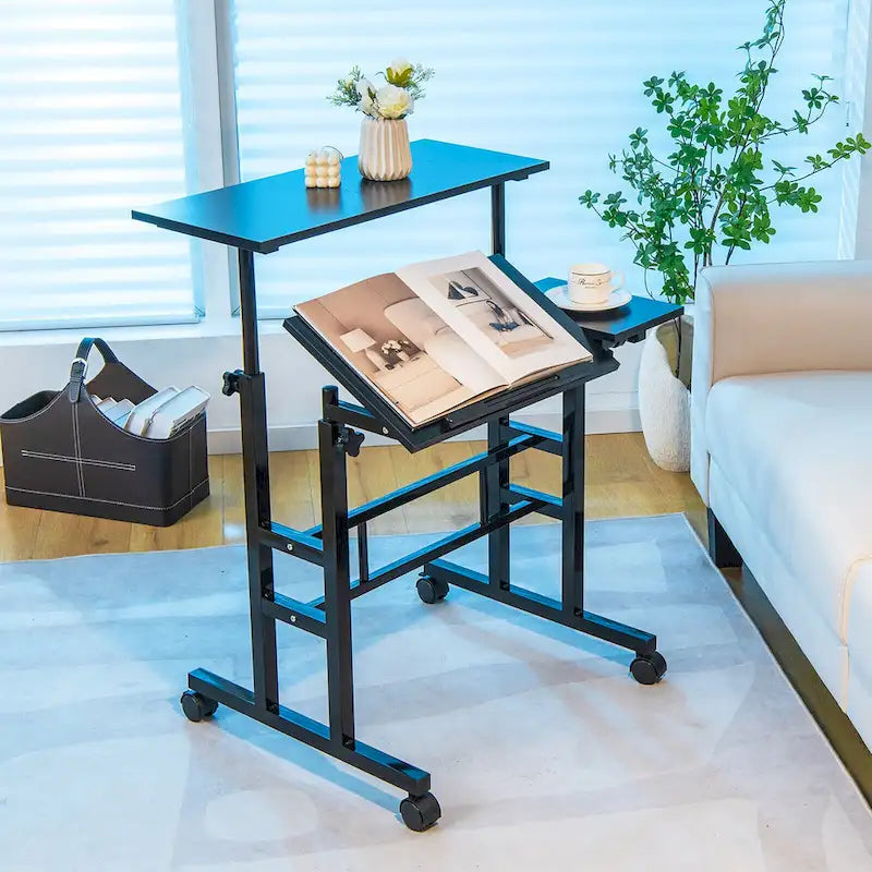 Bureau mobile réglable pour travailler debout, bureau informatique inclinable