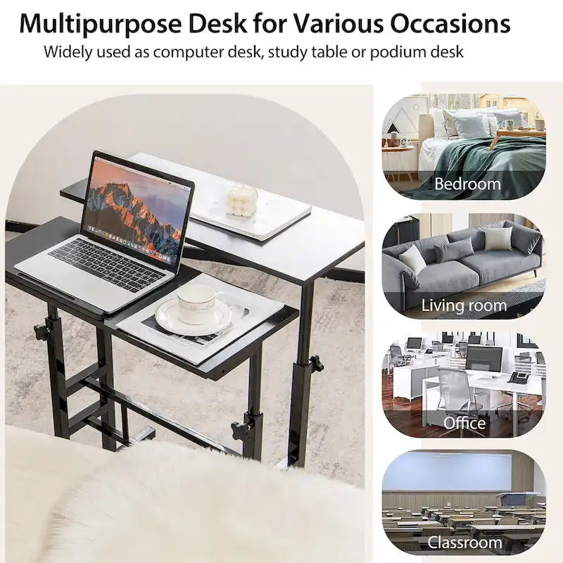Bureau mobile réglable pour travailler debout, bureau informatique inclinable
