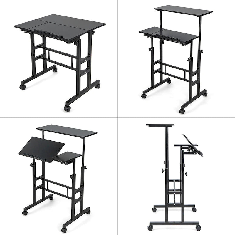 Bureau mobile réglable pour travailler debout, bureau informatique inclinable
