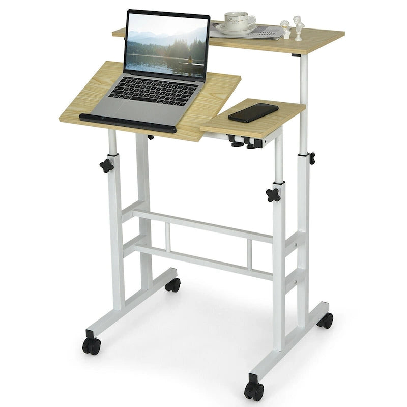 Bureau mobile réglable pour travailler debout, bureau informatique inclinable