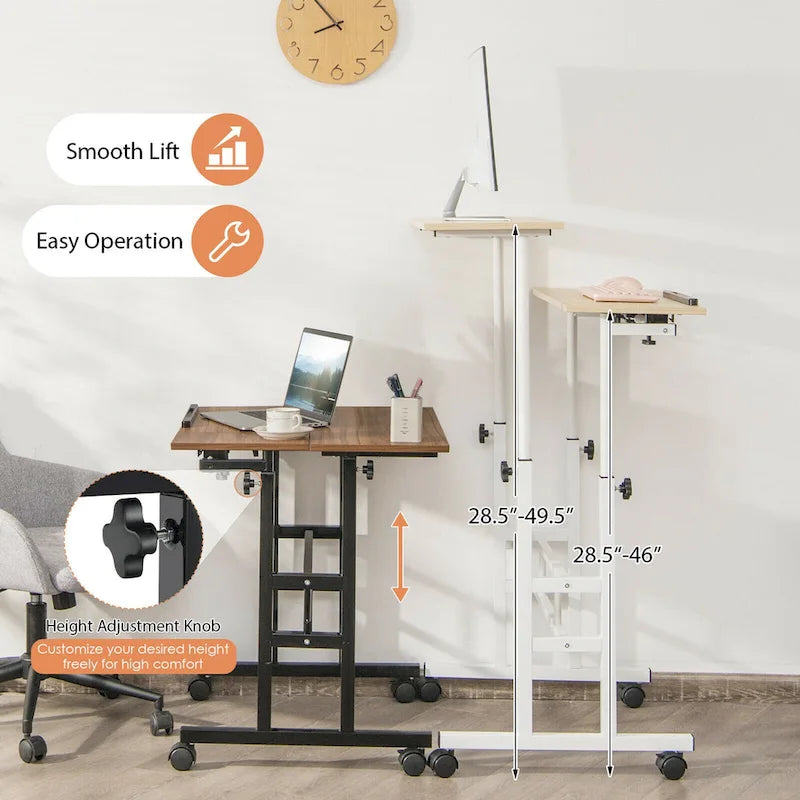 Bureau mobile réglable pour travailler debout, bureau informatique inclinable