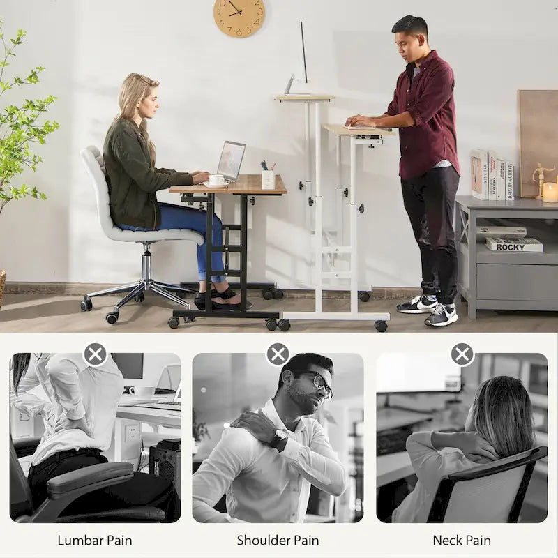 Bureau mobile réglable pour travailler debout, bureau informatique inclinable