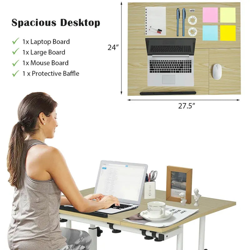 Bureau mobile réglable pour travailler debout, bureau informatique inclinable