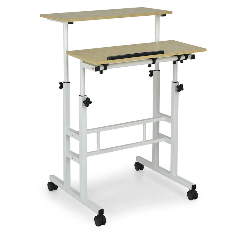 Bureau mobile réglable pour travailler debout, bureau informatique inclinable