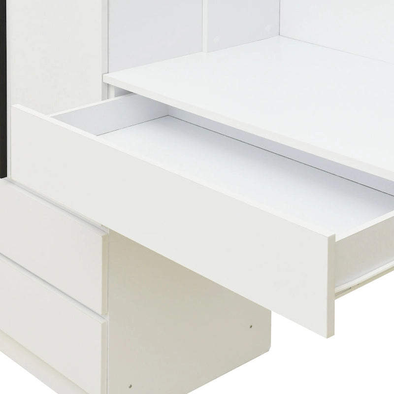 Kleiderschrank mit 3 Holztüren fürs Schlafzimmer, Regalen und 3 Schubladen