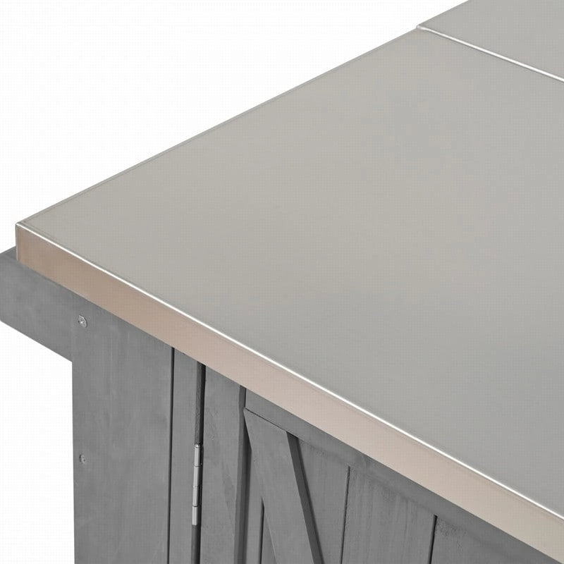 Îlot de cuisine d’extérieur de 52.25 avec plateau en acier inoxydable, vaste espace de rangement, porte-serviettes, porte-épices et décapsuleur