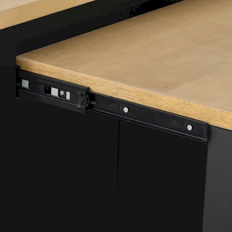 Îlot de cuisine extensible à roulettes, desserte mobile de cuisine, meuble-bar avec rangement intérieur, 2 tiroirs et 2 placards