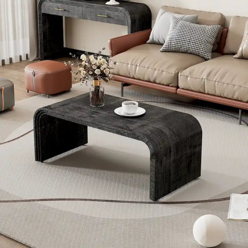 Mesa de centro con diseño art déco curvo - 23.60 x 47.20 x 18.50