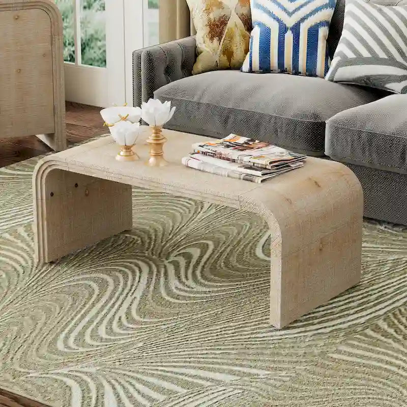 Mesa de centro con diseño art déco curvo - 23.60 x 47.20 x 18.50