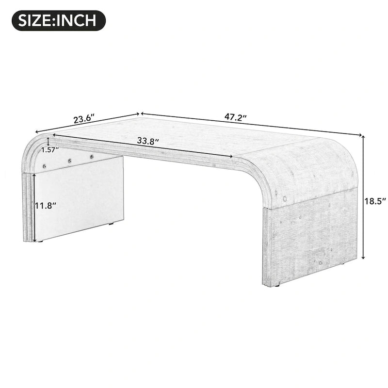 Mesa de centro con diseño art déco curvo - 23.60 x 47.20 x 18.50