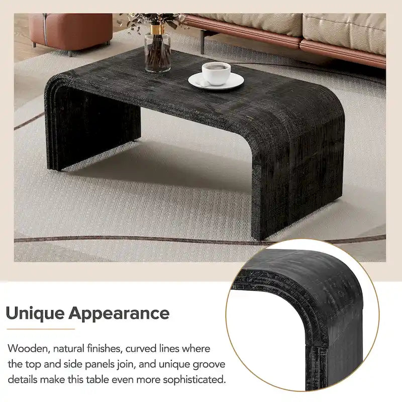 Mesa de centro con diseño art déco curvo - 23.60 x 47.20 x 18.50