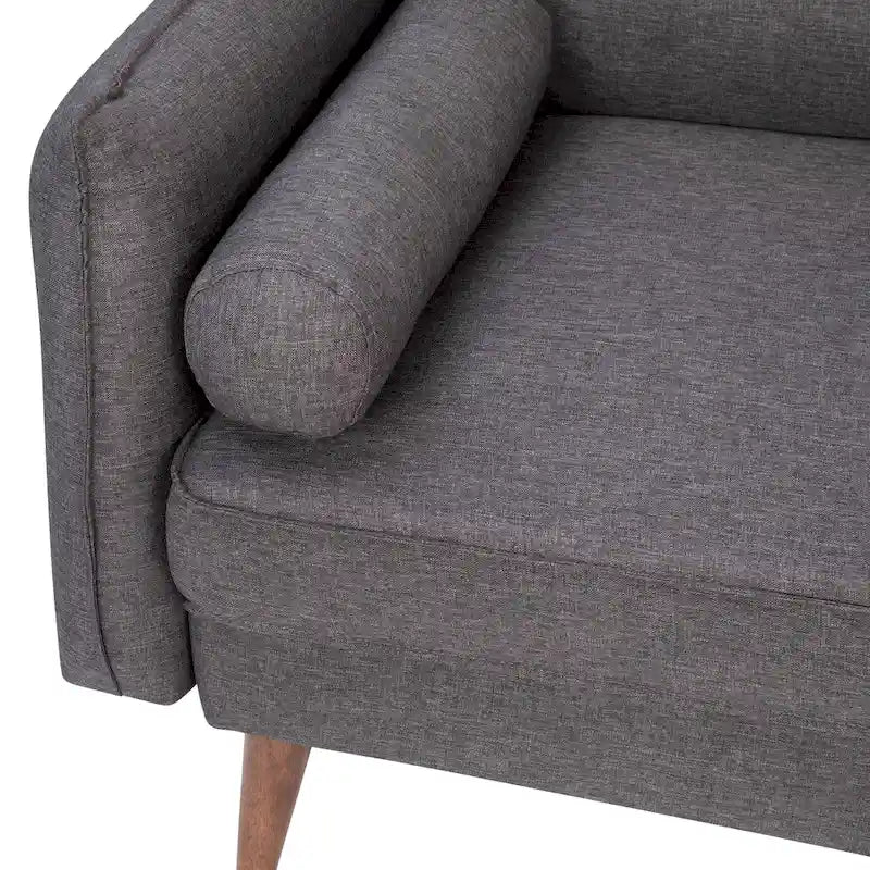Canapé deux places compact en tissu imitation lin avec pieds en bois