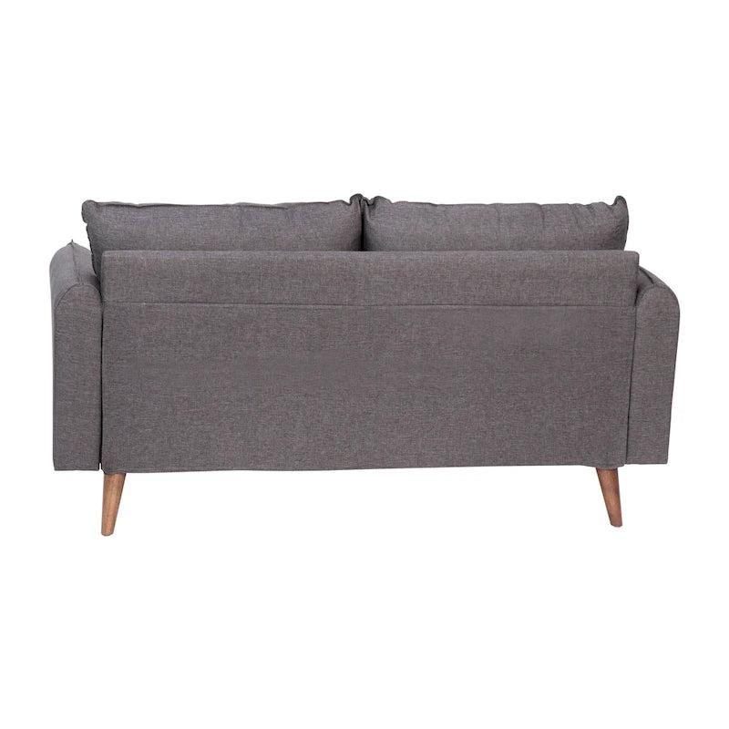 Canapé deux places compact en tissu imitation lin avec pieds en bois