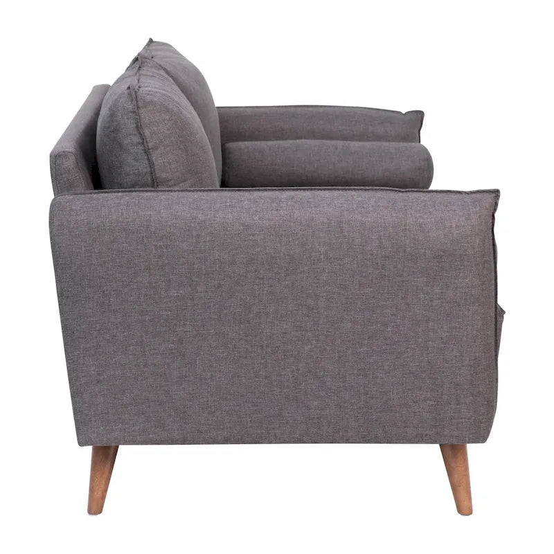 Canapé deux places compact en tissu imitation lin avec pieds en bois