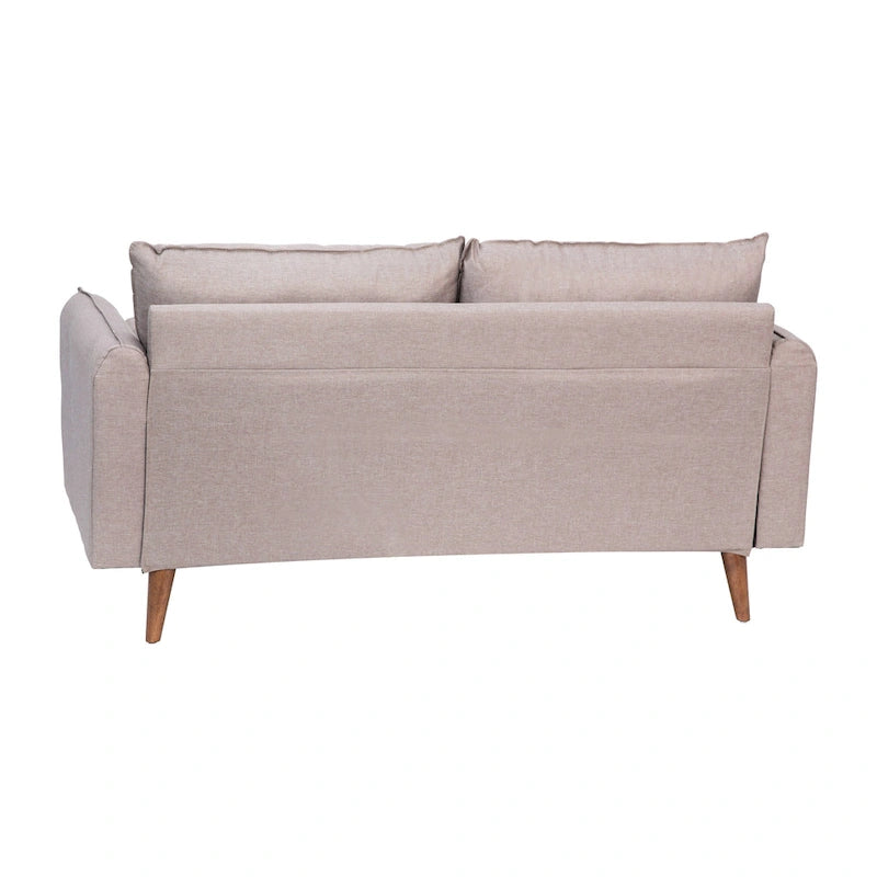 Canapé deux places compact en tissu imitation lin avec pieds en bois