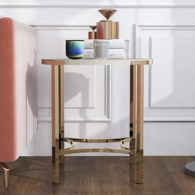 Mesa auxiliar de 24 pulgadas con estilo minimalista y efecto mármol