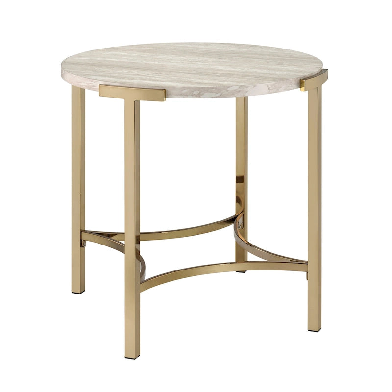 Mesa auxiliar de 24 pulgadas con estilo minimalista y efecto mármol