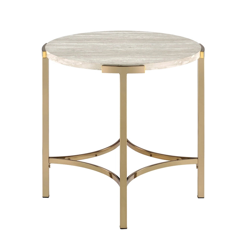 Mesa auxiliar de 24 pulgadas con estilo minimalista y efecto mármol