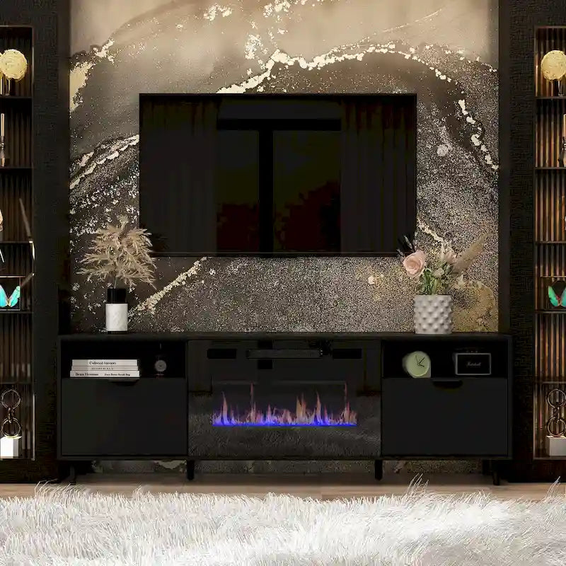 Chimenea eléctrica ambiental y soporte de TV duradero y energéticamente eficiente