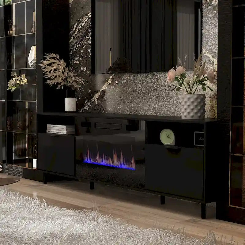 Chimenea eléctrica ambiental y soporte de TV duradero y energéticamente eficiente