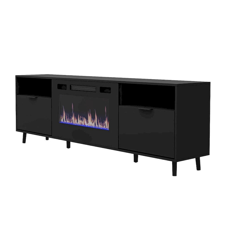 Stimmungsvoller elektrischer Kamin und robuster, energieeffizienter TV-Ständer