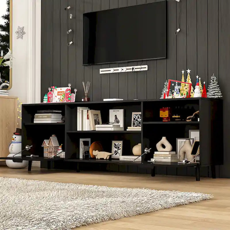 Stimmungsvoller elektrischer Kamin und robuster, energieeffizienter TV-Ständer
