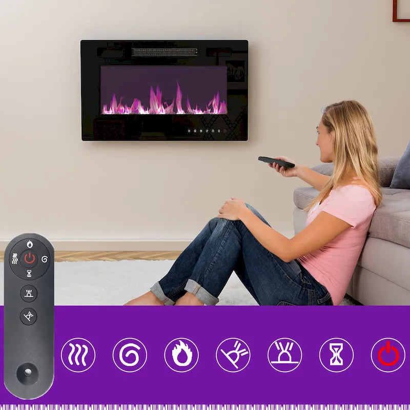 Stimmungsvoller elektrischer Kamin und robuster, energieeffizienter TV-Ständer