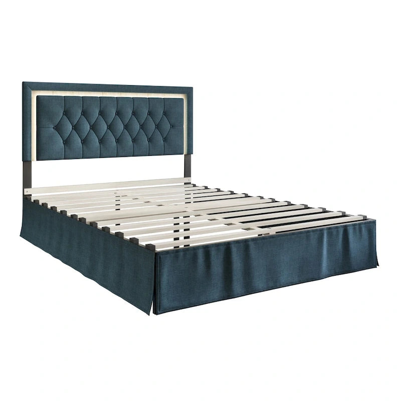 Cama de plataforma tapizada con capitoné
