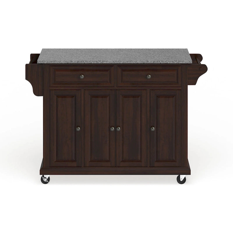 Desserte de cuisine grand format avec plateau en granit et finition acajou vintage - 18d x 51.5w x 36h