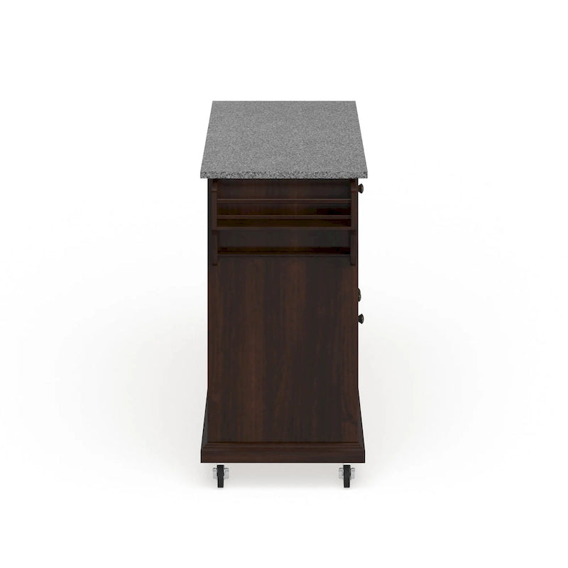 Küchenwagen in Vintage-Mahagoni mit Arbeitsplatte aus Granit, Größe Full - 18d x 51.5w x 36h