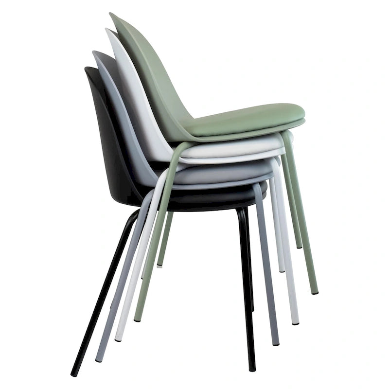 2er-Set Retro-Esszimmerstühle mit geformter Kunststoffschale im Eiffel-Stil, Akzentstühle für Wohnzimmer und Küche, mit Chromgestell, Designerstühle fürs Büro