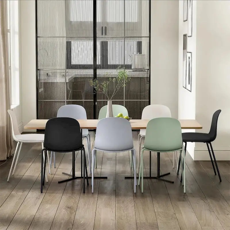 2er-Set Retro-Esszimmerstühle mit geformter Kunststoffschale im Eiffel-Stil, Akzentstühle für Wohnzimmer und Küche, mit Chromgestell, Designerstühle fürs Büro