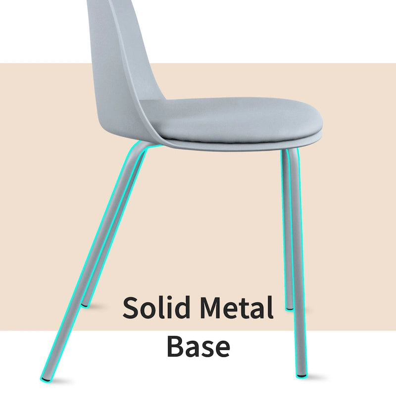 2er-Set Retro-Esszimmerstühle mit geformter Kunststoffschale im Eiffel-Stil, Akzentstühle für Wohnzimmer und Küche, mit Chromgestell, Designerstühle fürs Büro