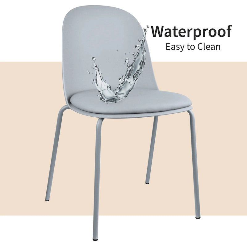 2er-Set Retro-Esszimmerstühle mit geformter Kunststoffschale im Eiffel-Stil, Akzentstühle für Wohnzimmer und Küche, mit Chromgestell, Designerstühle fürs Büro