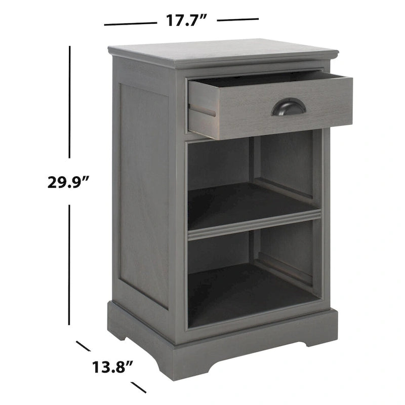 Grauer Beistelltisch mit Stauraum - 17.7 x 13.8 x 29.9 - 18Wx14Dx30H