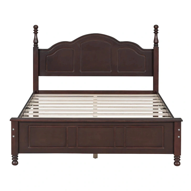 Estructura de cama con plataforma de madera de tamaño doble, estilo retro