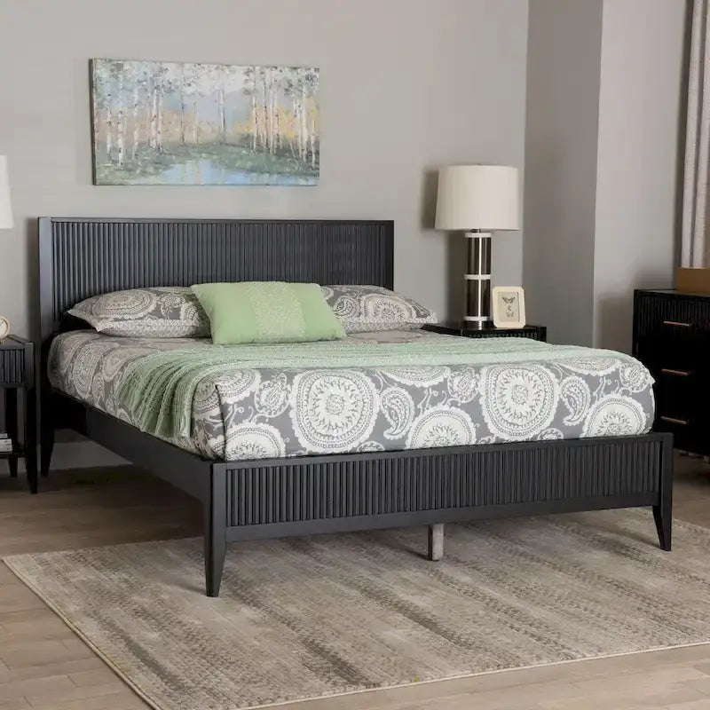 Primrose Mid-Century Fluted Wood Platform Bed