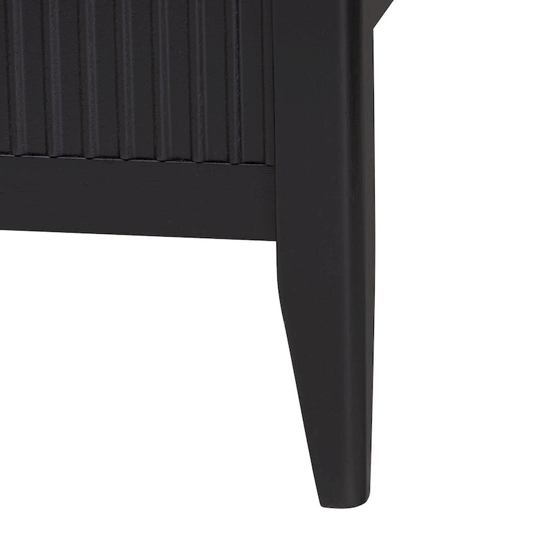 Polsterbett aus geriffeltem Holz im Mid-Century-Stil
