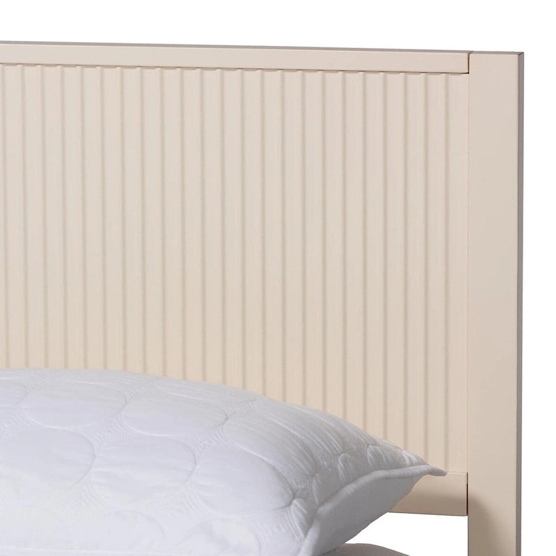 Polsterbett aus geriffeltem Holz im Mid-Century-Stil