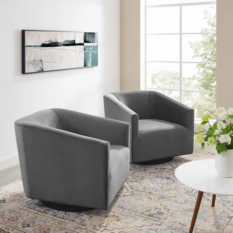 Fauteuil pivotant Twist en velours haute performance (lot de 2)