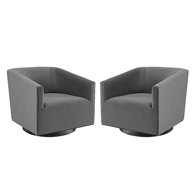 Fauteuil pivotant Twist en velours haute performance (lot de 2)