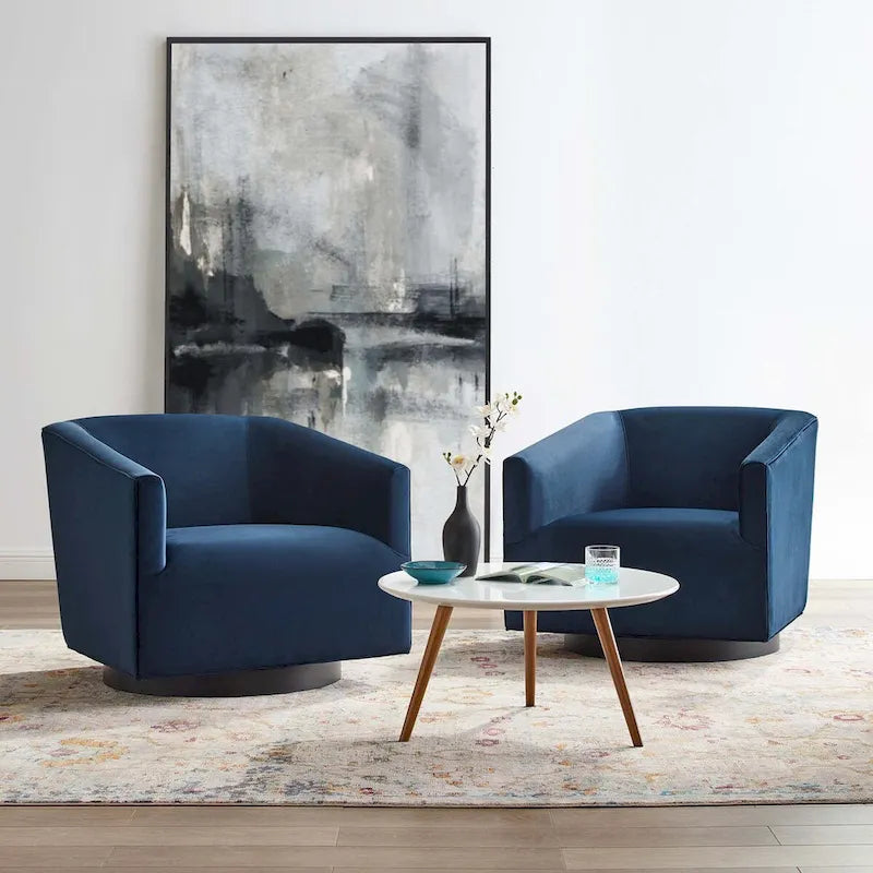 Fauteuil pivotant Twist en velours haute performance (lot de 2)
