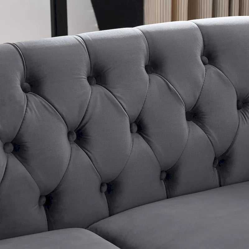 Samt-Loveseat mit geschwungenen Armlehnen und Ziernägeln
