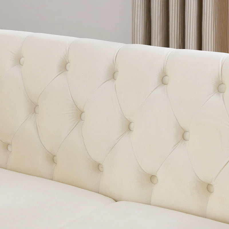 Samt-Loveseat mit geschwungenen Armlehnen und Ziernägeln