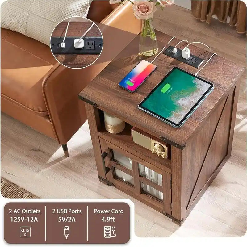 Beistelltisch mit Ladestation - 18D x 18W x 24H